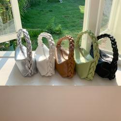 2024 Design Twist Handle Handbag High Quality PU Leather Bright Color Messenger Bag Detachable Chain Shoulder Bag Women
