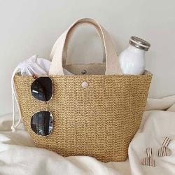 New Trendy Bolsos De Mujer Bucket Hand Bag Ladies Summer Beach Bag Straw Handbag For Women
