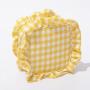 RTS Stock Polyester Custom Glitter Patches Personalized Gingham Women Lady Ruffle Travel Toiletry Storage Makeup Cosmetic Bag