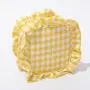 RTS Stock Polyester Custom Glitter Patches Personalized Gingham Women Lady Ruffle Travel Toiletry Storage Makeup Cosmetic Bag