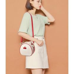 ZR696 Women Bags Cherry Fashion PU Leather Girl Lovely Small Square Bag Simple Zipper Shoulder Crossbody Phone Bag Female Party