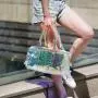Custom Logo Stylish Laser Jelly Gym Yoga Luggage Handbag Transparent Pvc Holographic Travel Duffel Bag