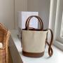 2023 New Product Bucket Bags Canvas Pu Ladies Women Handbags Unique Design Crossbody Bucket Bag