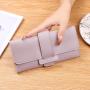 Women's Wallet Ladies Long Trifold Flap Coin Purse Multifunctional Card Bag Buckle Leather Wallet Coin Purse