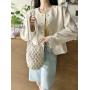 low price drop shipping Hot Selling Hollow-out Straw Bag Large Capacity Beach Bag Leisure Woven Bucket Bag For Women