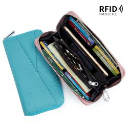 Designer women's long wallet RFID women slim wallet zipper leather long wallet for ladies