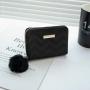 New Product Women's Coin Purse 2024 New Diamond Embroidery Pu Leather with Fur Ball Wallet Small Card Case Casual Small Bag