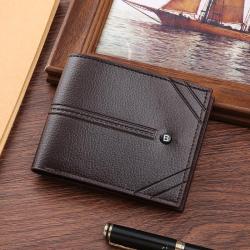 New men's wallet fashion leisure flat textured soft leather wallet multi-card position large capacity short small wallet