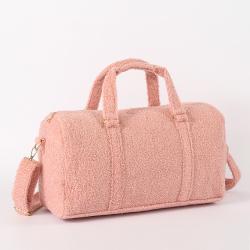Stock Ready to Ship Teddy Plush Weekender Travel Bag For Women Large Tote Shoulder Bag With Shoulder Polyester Cheap Gym Bags