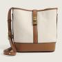 2024 new trend large-capacity canvas stitching bucket bag simple contrast color Joker shoulder bag