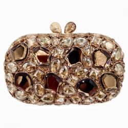 New diamond-encrusted hollowed-out diamond women's bag glass stone clutch bags golden evening bag in stock