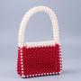 Fashionable handmade woven new red patchwork pearl beaded bag sac main femm sac