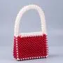 Fashionable handmade woven new red patchwork pearl beaded bag sac main femm sac