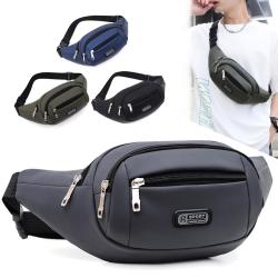 Large Capacity PU Sports Business Crossbody Fanny Pack Multifunction Waterproof Adjustable Chest Waist Bag With 5-zipper Pockets