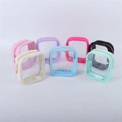 Keymay No MOQ Stock Large Capacity Toiletry Bag Transparent Makeup Pouch Clear Pvc Cosmetic Bag
