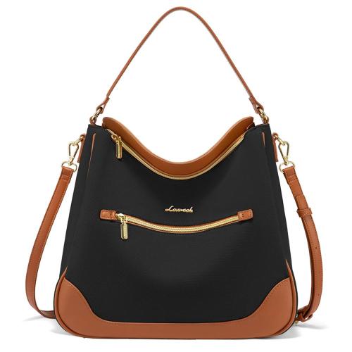 LOVEVOOK New Fashion Designer Canvas PU leather Handbags High Quality Lady Shoulder Bag Purse Large Capacity Hobo Bags for Women