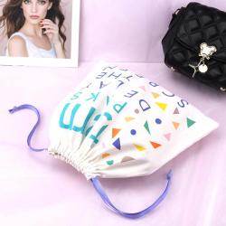 Custom Full Screen Printed Cotton Twill Toys Books Stationery Packing Drawstring Bag Recycled Gift Dust Cotton Pouch