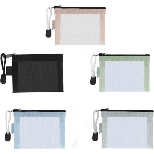 Portable Travel Makeup Cosmetic Mesh Bag Mini Nylon Mesh Zipper Bag For Lipstick, Earphone, Credit Card, Id Card