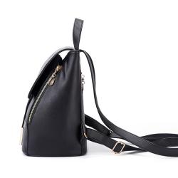 Factory Wholesale Fashion Ladies School Bags Double Zipper Drawstring PU Leather Backpack Women