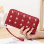 HR002 Woman Pu Leather Lovely Wallet Clip Fashion Versatile Handheld Zipper Billfold Flower Embroidery Pocketbook Card Positions