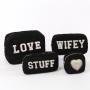 Keymay RTS Stock Winter Embroidery Chenille Letter Patches Gold Zipper Cozy Sherpa Makeup Bag Teddy Cosmetic Bag Plush Pouch