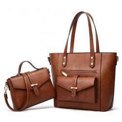 2 In 1 Set Female Vintage Solid Color Shoulder Bags With Mini Purse Women's Bag Casual Small Crossbody Bags Handbag
