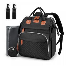 LOVEVOOK Custom Logo Unisex Diaper Bag with Changing Pad & Pacifier Holder Multifunction Quilted Travel Baby Diaper Bag Backpack