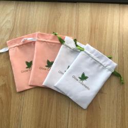 White Pink Matt Satin Cosmetic Drawstring Bag Thick Satin Cosmetic Pouch