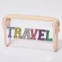 Keymay DIY Personalized Chenille Patches Portable Waterproof Clear Pvc Travel Bag Outdoor Toiletry Bag Small Makeup Bag Cosmetic