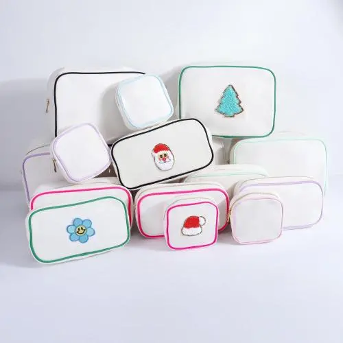 Natural Color Eco Friendly Cosmetic Bags Travel Toiletry Organizer Cotton Zipper Pouch Makeup Organizer Waterproof Canvas Pouch