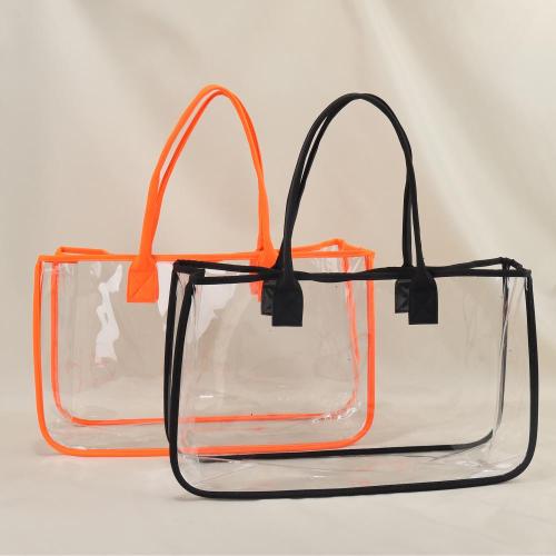 Wholesale Candy Colors Custom Design Fashion Cute Portable Travel Shopping Ladies Waterproof Transparent PVC Clear Tote Bag