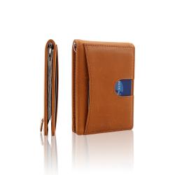 Custom Front Pocket Wallet Leather Money Clip Wallet RFID Blocking Mens Money Clip