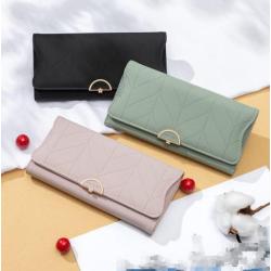 ZWY269 Customizable Women Tri-fold PU Leather Long Wallet Fashion Solid Color Clutch Bag Wholesale New Waterproof Money Clip