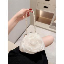 popular purses ladies imitated silk pearl handle big white flower evening bags clutches for bridal wedding sac tendance 2024