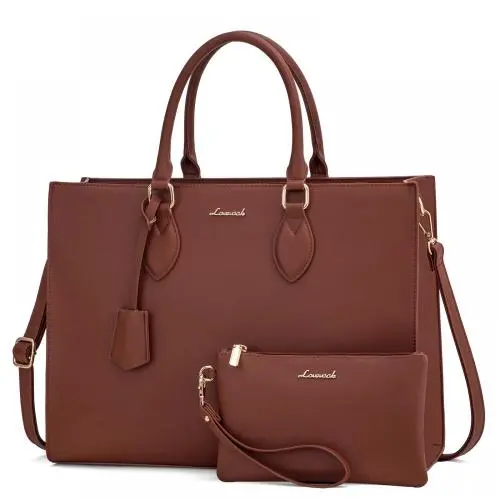 LOVEVOOK OEM custom fashion luxury high quality leather women laptop tote bag for work 15.6 inches business work office handbags