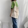 Korean Women's New Fashion Simple One-Shoulder Slanting Cross Bag Drawstring Pleated Large Capacity Canvas Bucket Shoulder Bag