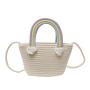 Gelory 2023 Summer new rainbow cotton rope shoulder bag seaside holiday woven bag