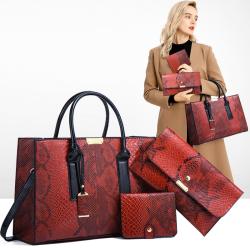 2023 New PU Women Handbags 3 Piece Big Capacity Ladies Clutch Bag Handbag Set Walle