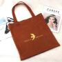 Promotion Custom Logo Printing Faux Suede Handle Shopping Bag Luxury Brown Velvet Travel Shopping Tote Bag