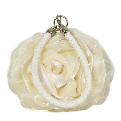 HR332 Rose Blossom Silk Bridal Wedding Dinner Clutch Bag Cute Mini Round Jewelry Handheld Women's Bag Small Coin Holder Bag