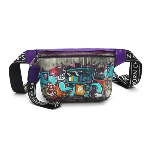 2022 Lady Designer Bag Fashion Painting Graffiti  Zipper Waist Purse for Women Celebrity Casual Cross-slung Chest Bag