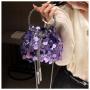 HR561 New Popular Bag for Women Drawstring Buckle Metal Tassel Sequin Dinner Clutch Bag Portable Crossbody Bucket Lipstick Bag