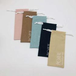 Custom Colorful Cotton Linen Gift Scraping Device Packaging Bag Logo Printed Drawstring Makeup Jewelry Cotton Pouch
