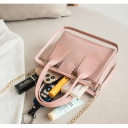 2024 New Transparent Jelly Mini Handbag Fashionable Female PVC Shoulder Crossbody Bag Chain Bag