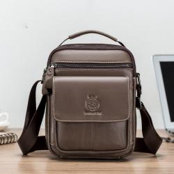 XL282 Best-selling Genuine Leather Men's Shoulder Bag Daily Life Multi-layer Large Capacity Handbag Wear-resistant Durable Bag
