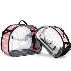 ZR041 Fashion Splicing Cat Bag Outdoor Portable Pet Cat Transparent Box Carrying Portable Space Walking Cat Bag Zipper Breathabi