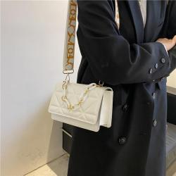 ZR328 Wanghong 2023 Fashion Women's Bag with Plaid Wide Shoulder Strap Single Shoulder Crossbody Acrylic Chain Bag
