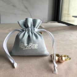 8*10cm Custom Cotton Linen Jewelry Packaging Drawstring Pouch Blue Linen Jewelry Drawstring pouch