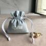 8*10cm Custom Cotton Linen Jewelry Packaging Drawstring Pouch Blue Linen Jewelry Drawstring pouch