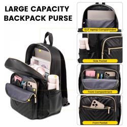 LOVEVOOK 14 inch Laptop Back pack Men 2pcs Sets Waterproof Leather Fashion Bagpack Cute Travel Backpacks  Purse for Women Ladies
